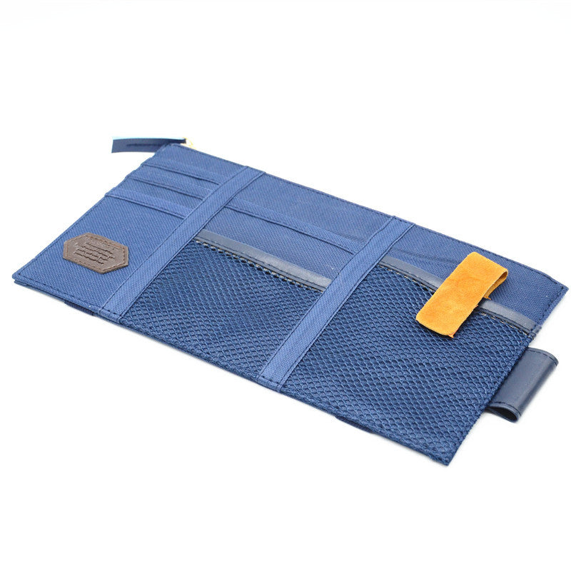 1Pc Car Blue Bag CD Case Organizer Sun Shield Pocket Storage Holder Card