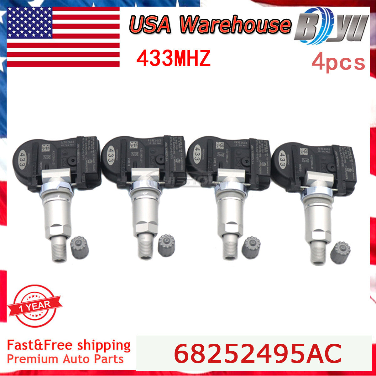 4x TPMS Tire Pressure Sensor for Dodge Durango SRT Model 68252495AC 68252495AA