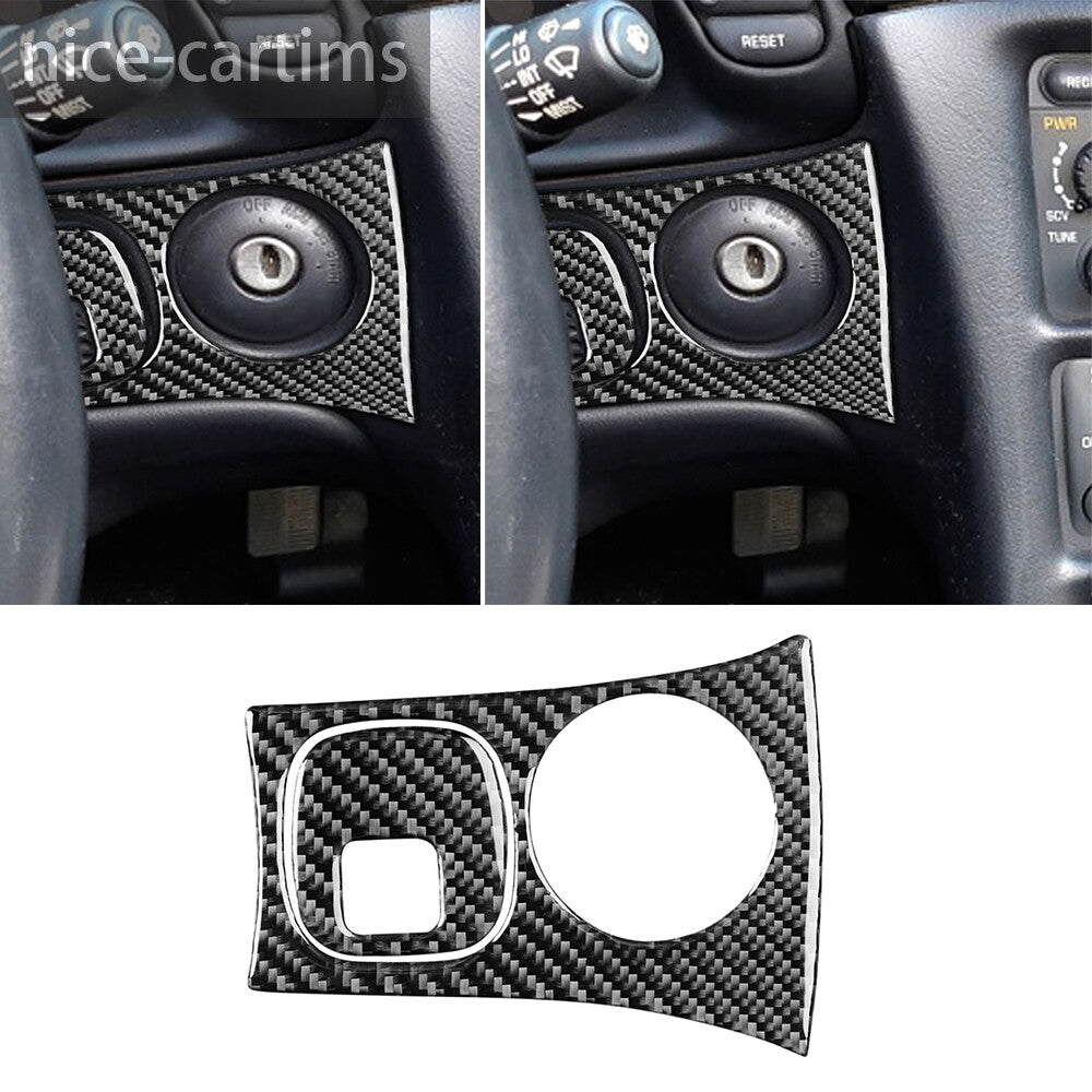 2¡ÁCarbon Fiber Key Ignition Switch Panel Cover for Chevrolet for Corvette C5 1998-04
