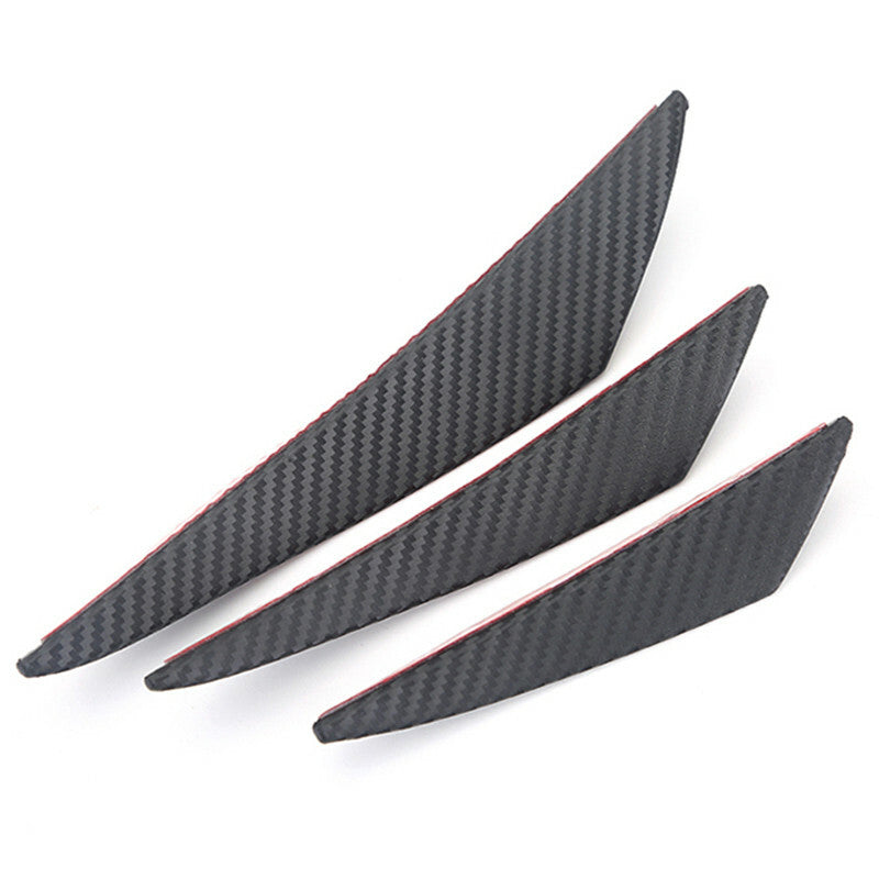 6PC Car Carbon Fiber Bumper Splitter Fin Air Knife Spoiler Canards Valence Chin