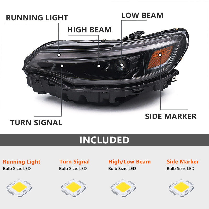 2019-2023 for Jeep Cherokee Projector All-LED Lighting Assembly Driver's Headlight
