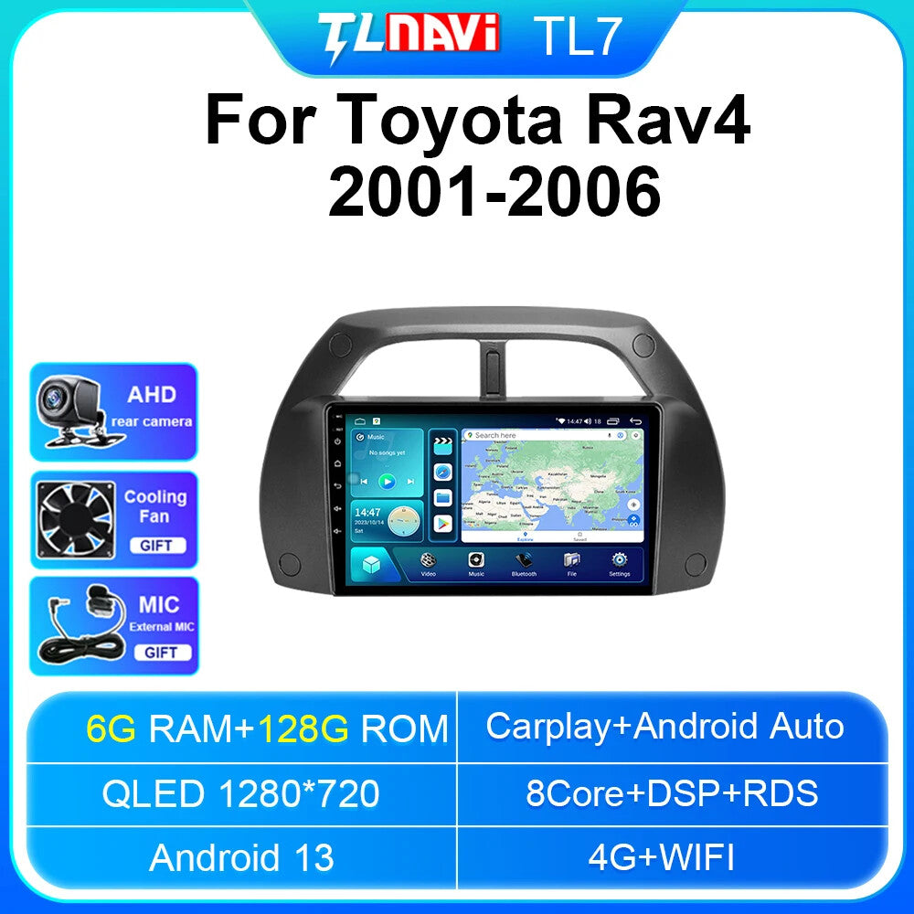 for Toyota RAV4 2001-2006 Android CarPlay Car Radio GPS Multimedia Player Screen