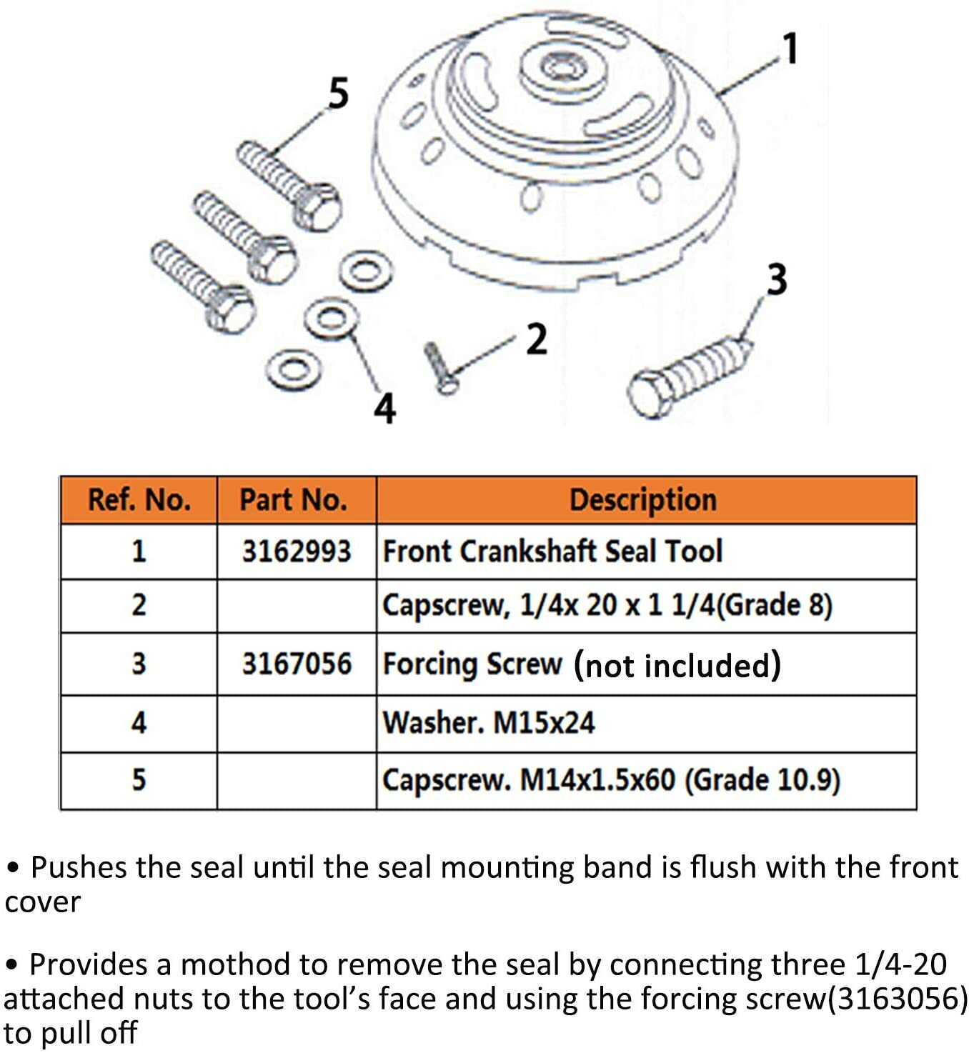 For ISX QSX 3162992 Front Crankshaft Seal Remover  Installer Tool