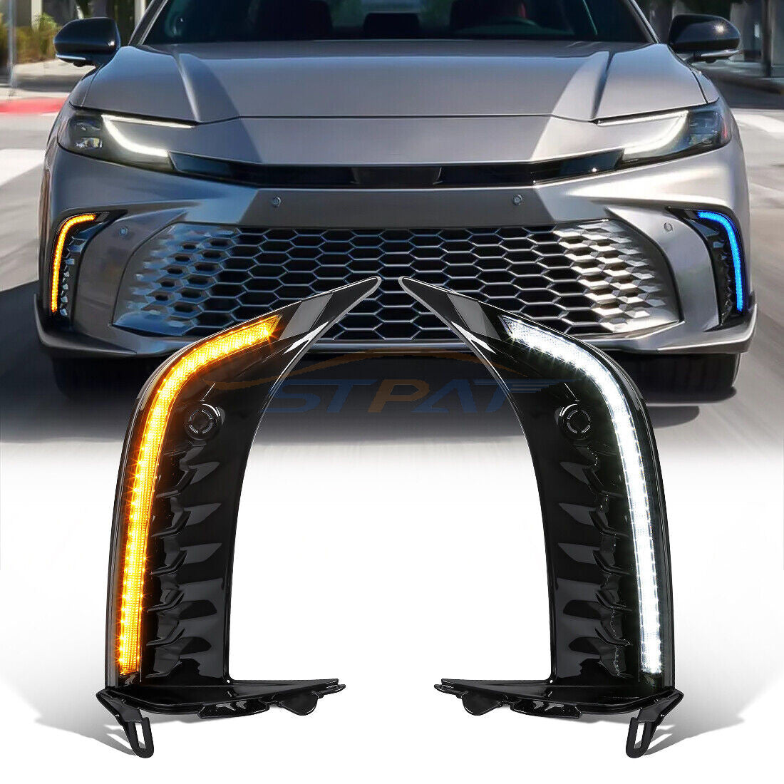 White Daytime Running Lamps DRL Fog Light with Turn for Toyota for Camry SE XSE 2025