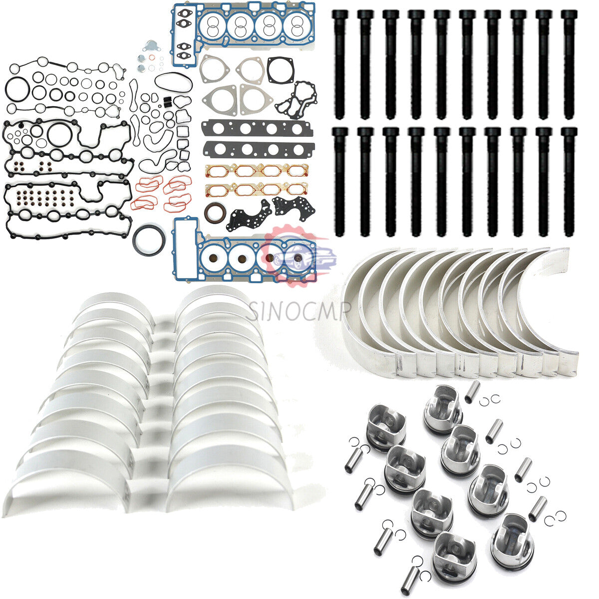 Engine Rebuilding Gasket w/ Head Bolt Connecting Rod Bearing Kit for Audi S5 A6