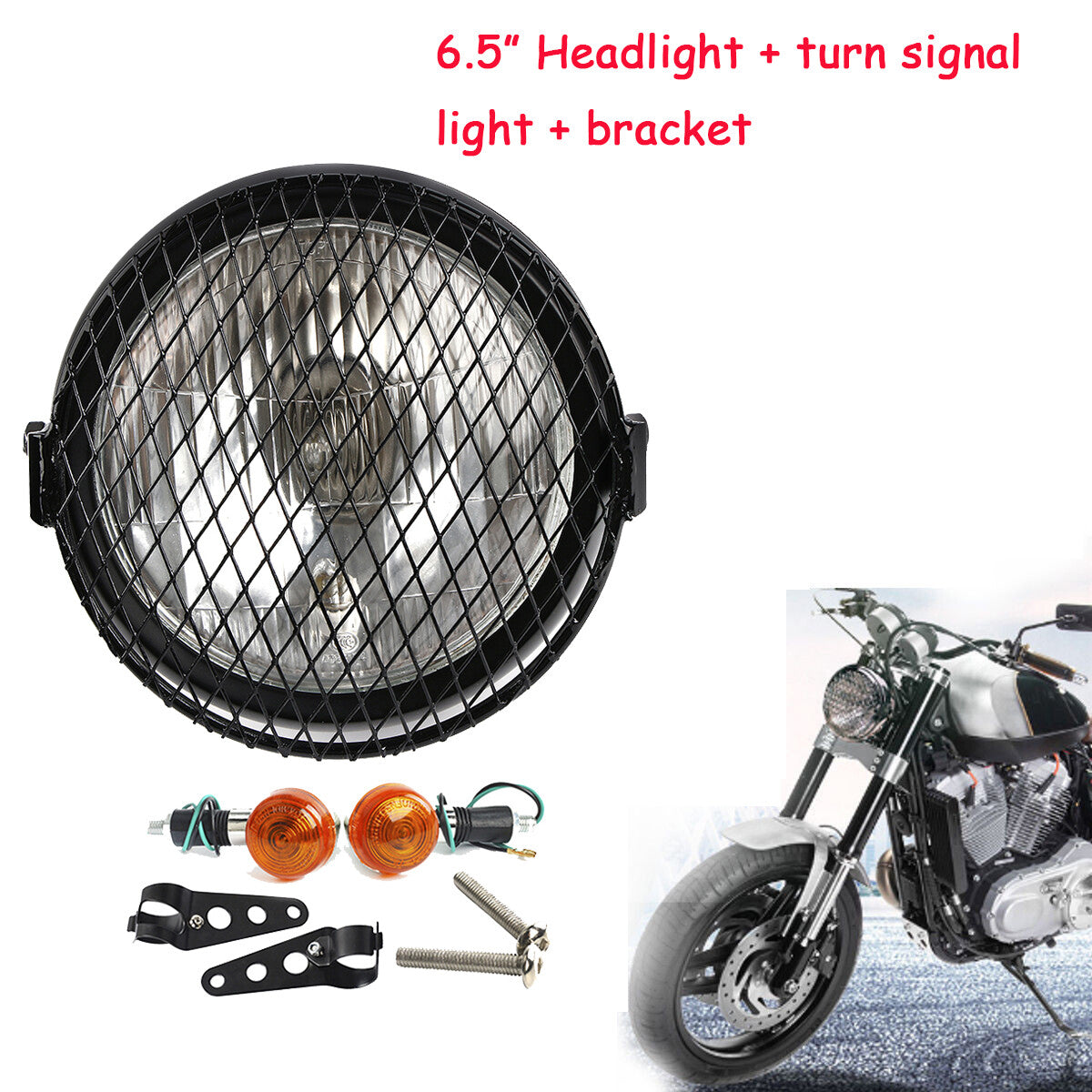 Motorcycle turn signal light kit with barbecue side mount cover and bracket