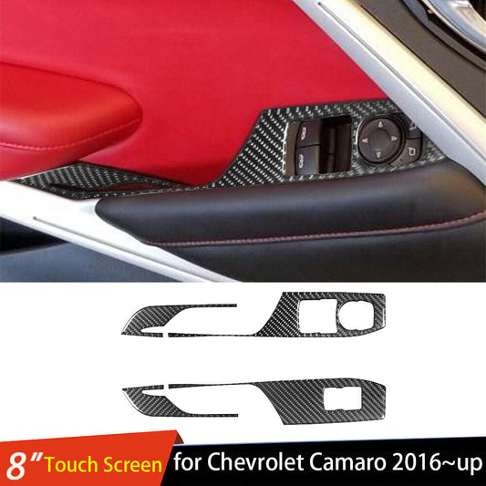4Pcs Carbon Fiber Window Lift Switch Panel Cover for Chevy Camaro 2016-23 A-type