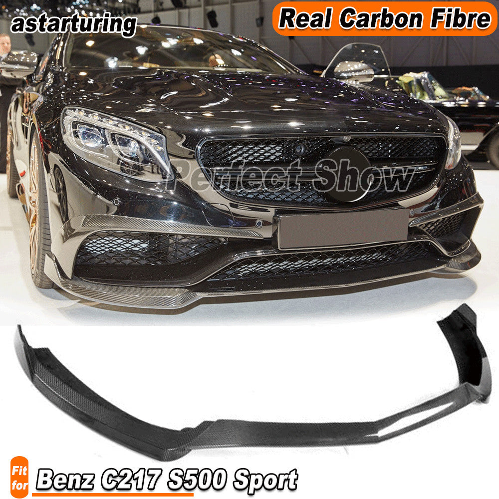 Fit for Benz C217 S500 Sport 14-17 Real Carbon Front Bumper Lip Spoiler Splitter