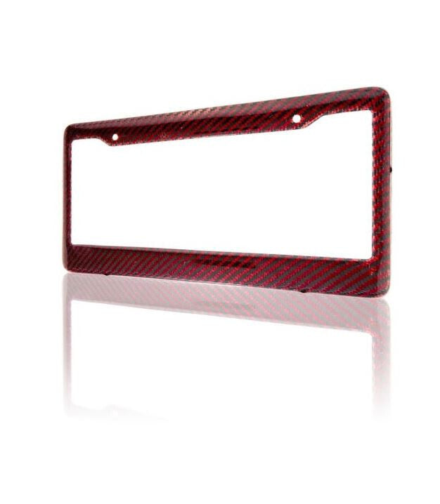 Car license plate frame cover trunk red carbon fiber suitable for Mitsubishi