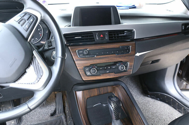 for BMW X1 F48 2016-2022 Pine Wood Grain Console CD Button Control Frame Trim 1P
