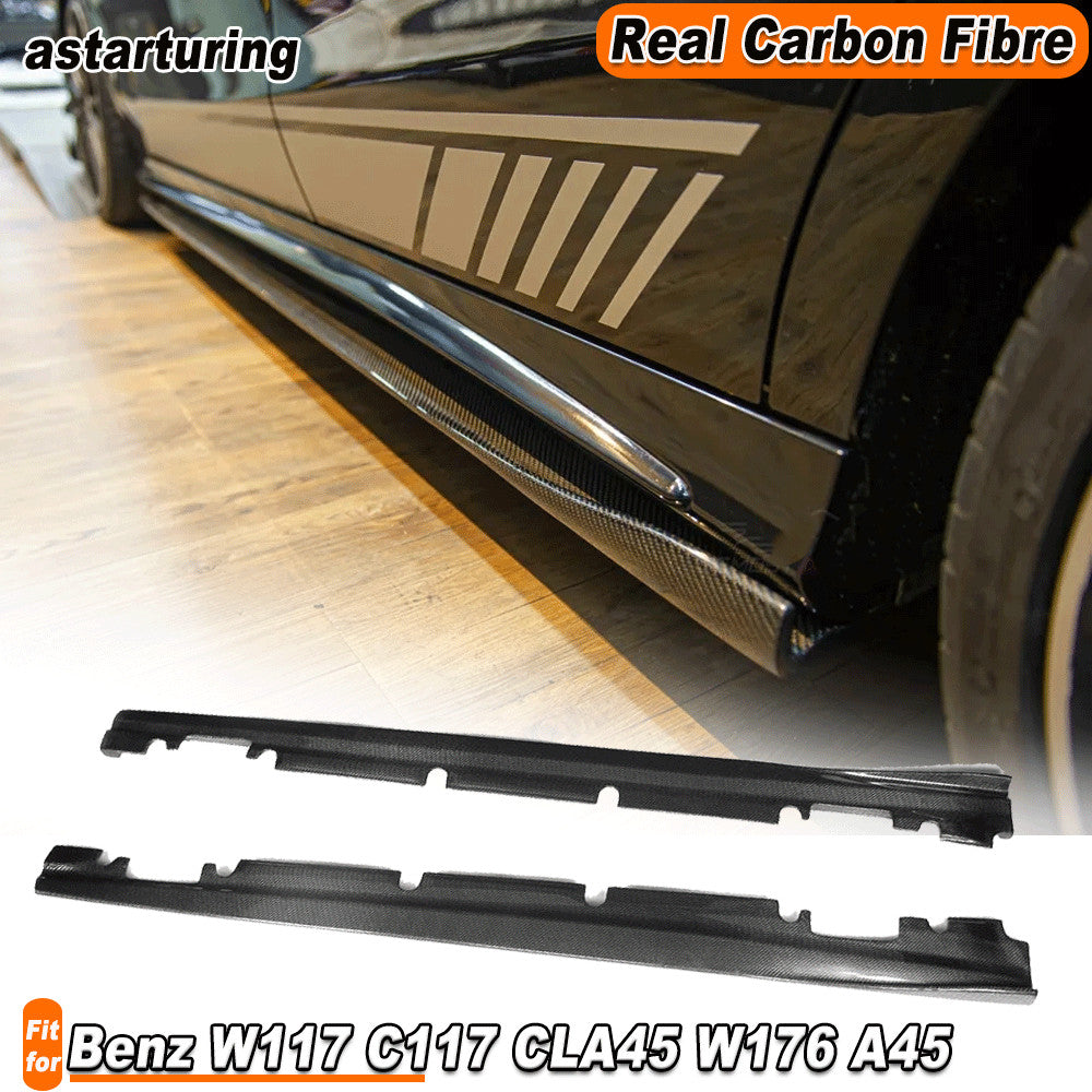 Fit for Benz W117 C117 CLA45 W176 A45 13-18 REAL CARBON Side Skirt Spoiler Lip