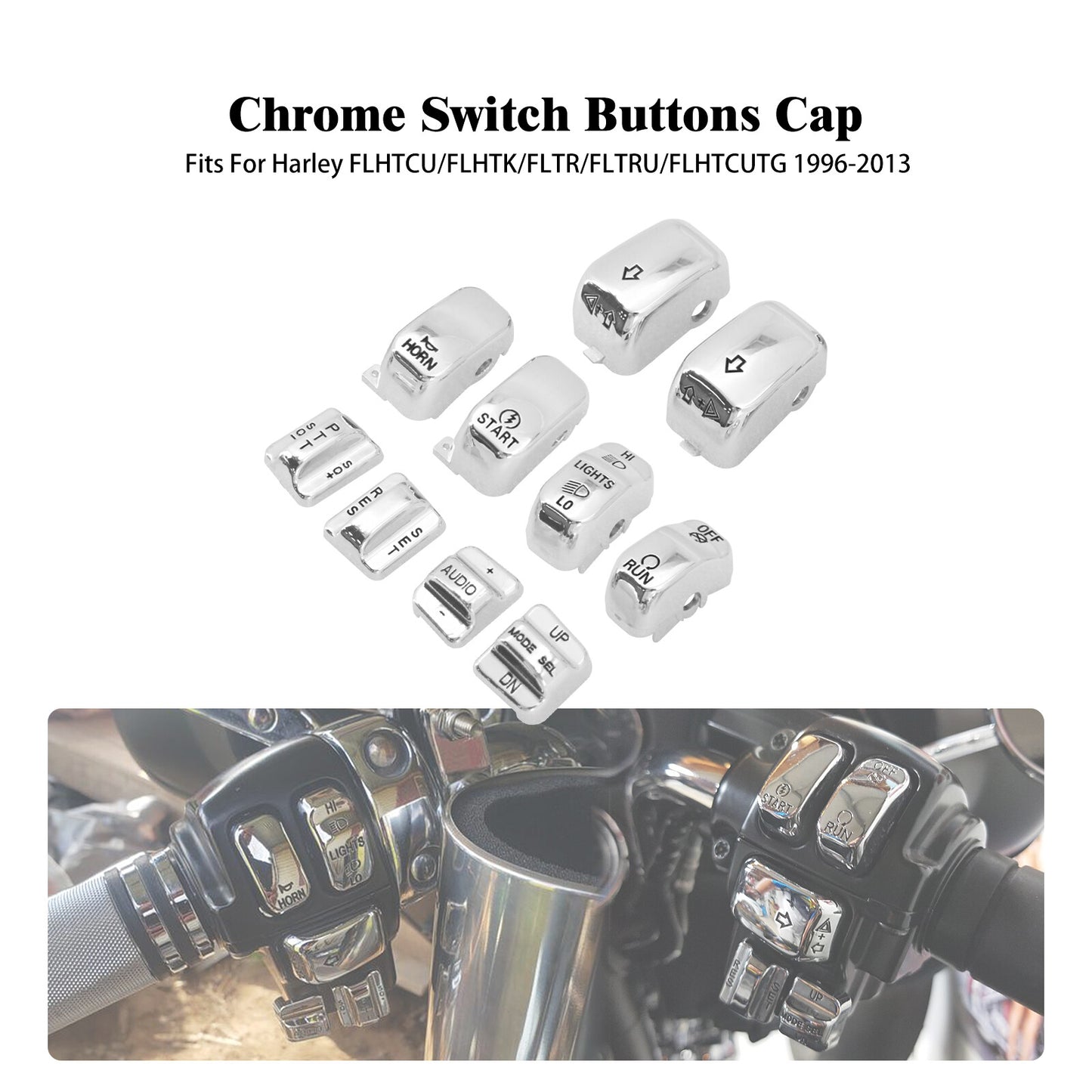 10x Replacement Control Switch Button Cap for Harley Touring Softail Dyna 96-13