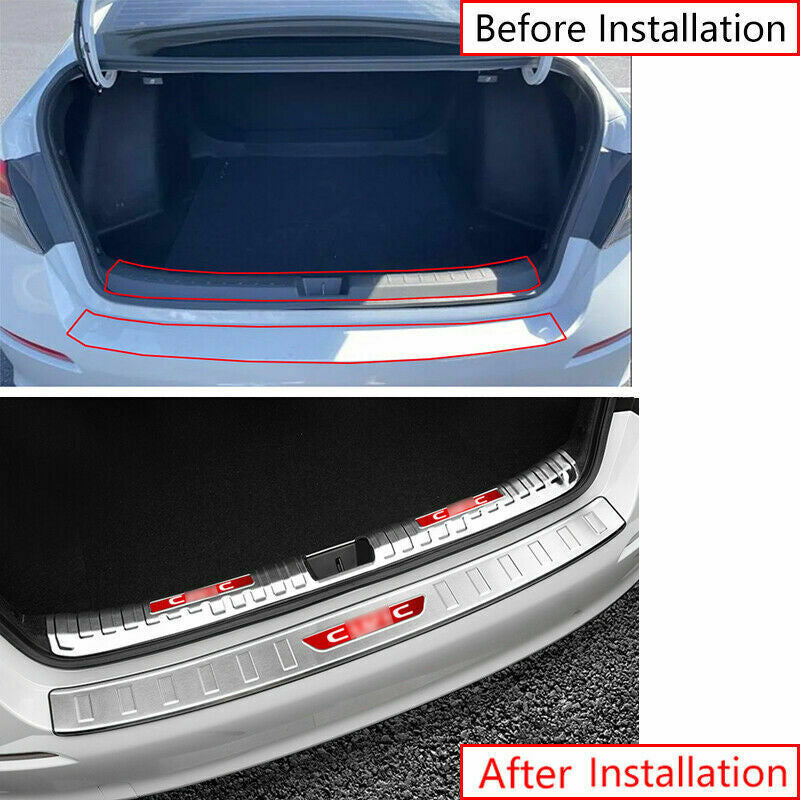 2Silver Rear Bumper Protector Sill Scuff Plate Covers for Honda for Civic 2022-2023