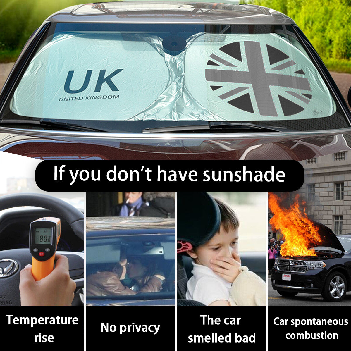 for Mini Cooper Accessories Front Windshield Sun Shade Union Jack Foldable Visor