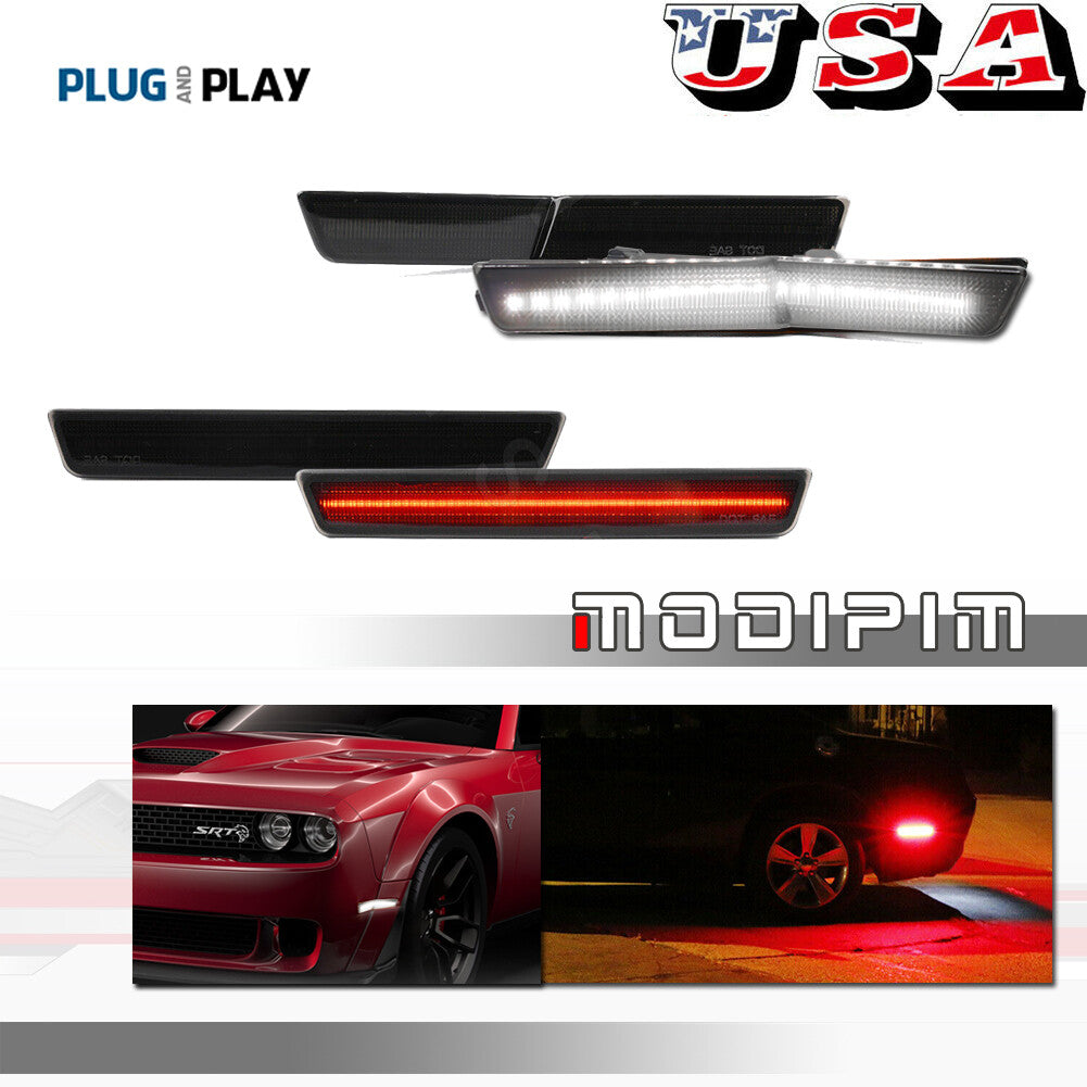 Front white and rear red fender side marker light kit for Dodge for Challenger 2018-up