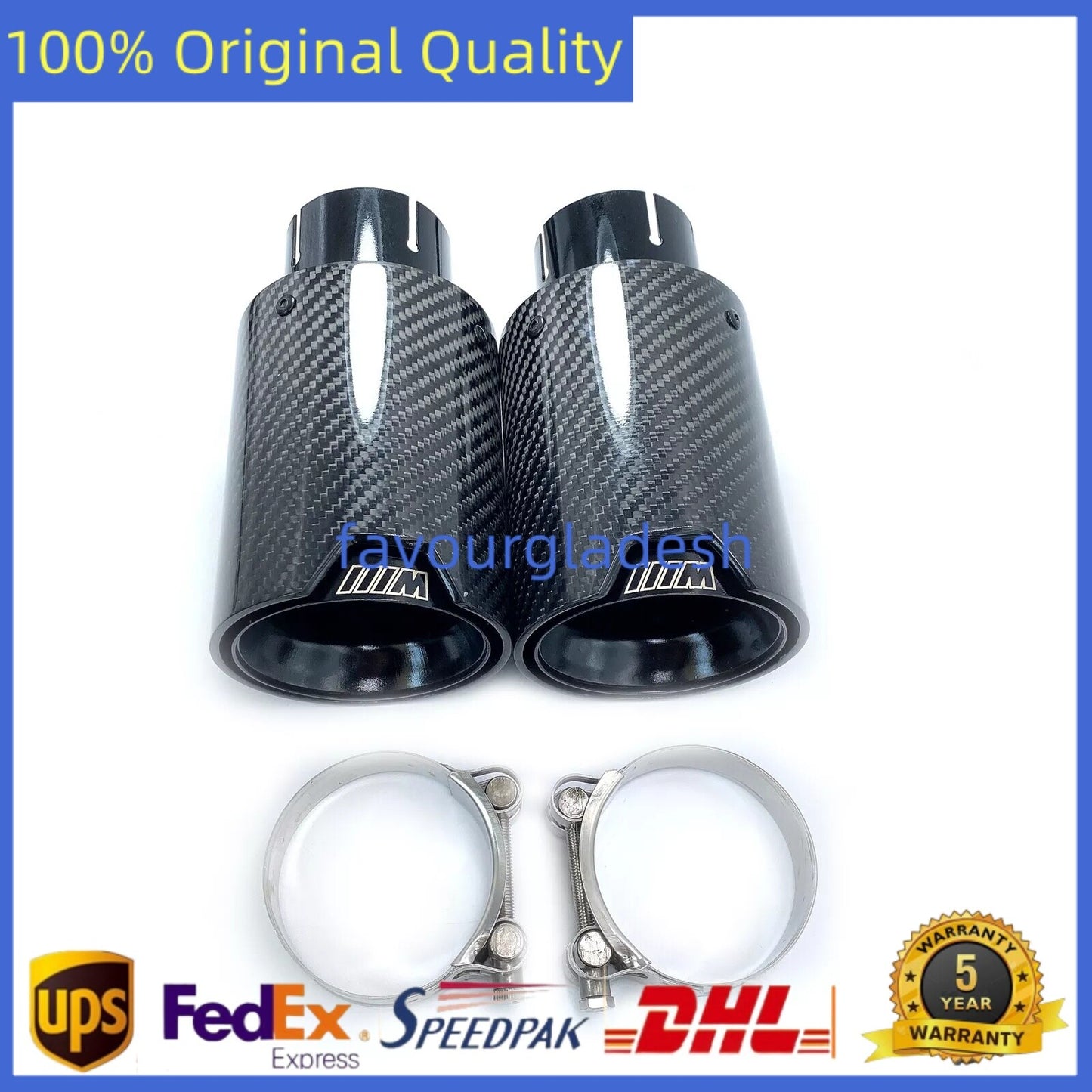 2PCS 2.5''Inlet Glossy Black Carbon Fiber Exhaust Tip For M Performance for BMW Pipe