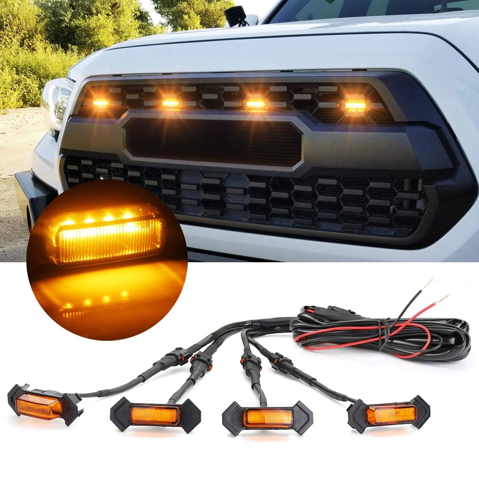for Toyota Tacoma TRD Pro 2016-21 Front Grille Amber LED Light Style Lamp