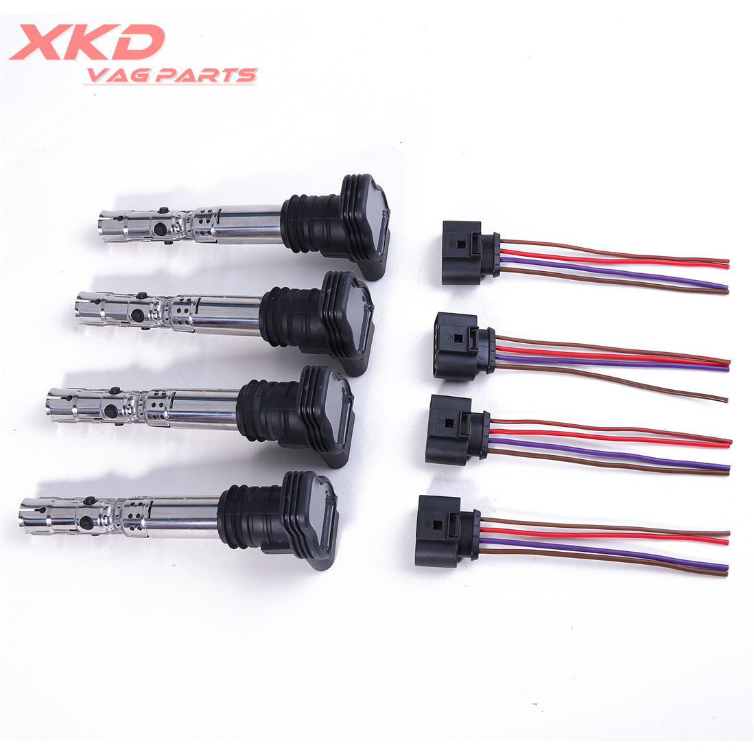 4 ignition coils and connectors suitable for Volkswagen for Golf for Bora , for Audi A4 1.8T, AVJ 2.0L ALT