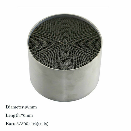 1X Universal Metal Catalytic Converter High Flow 98mm Euro3 300cpsi Cell 9870mm
