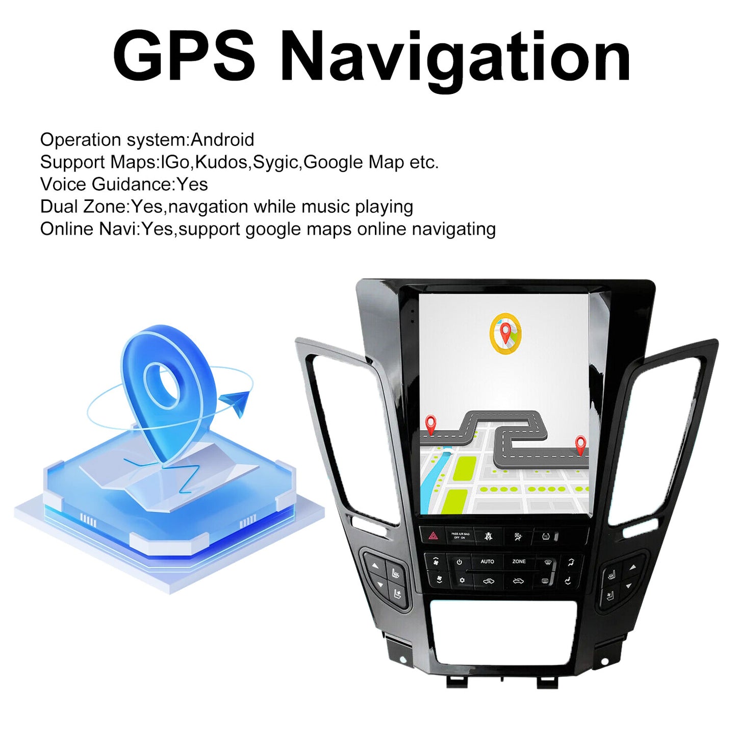 For Android 11 Car Radio for Tesla Style Screen for Cadillac CTS CarPlay GPS NAVI WIFI