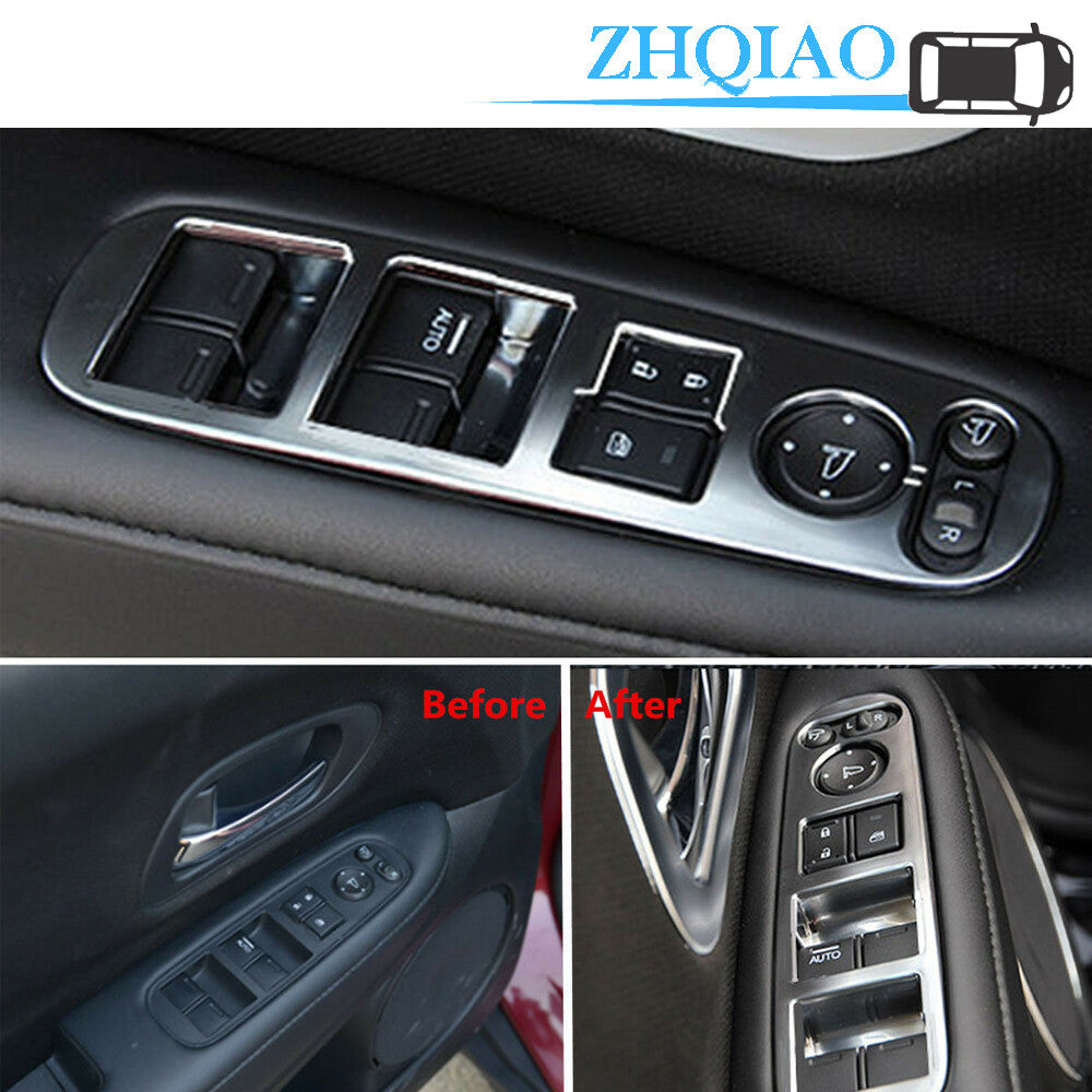 4PC Stainless Steel Inner Window Switch Cover Trim Fit for Honda Vezel HRV 2014-2017
