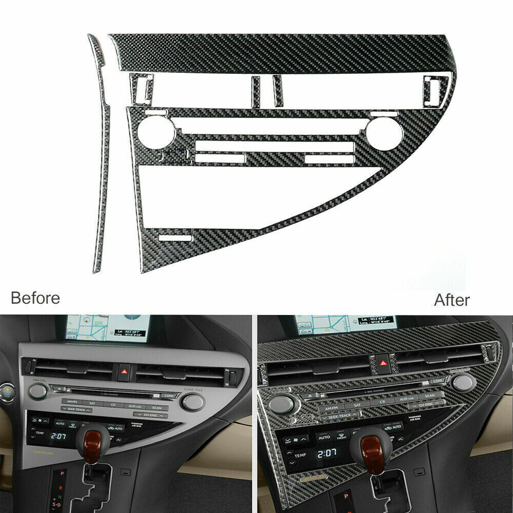 Carbon Fiber Interior CD Panel Frame Cover Trim For 2010-2012 for Lexus RX350 RX450h