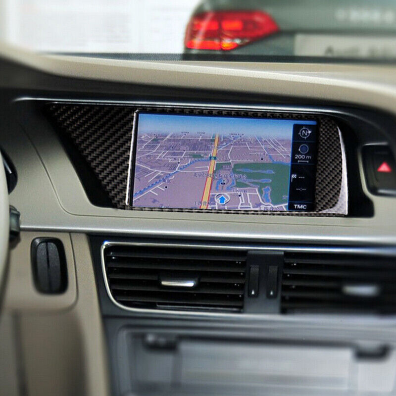 Real Carbon Fiber Car Navigation Panel Frame Cover Trim for Audi for A4 B8 2009-2016