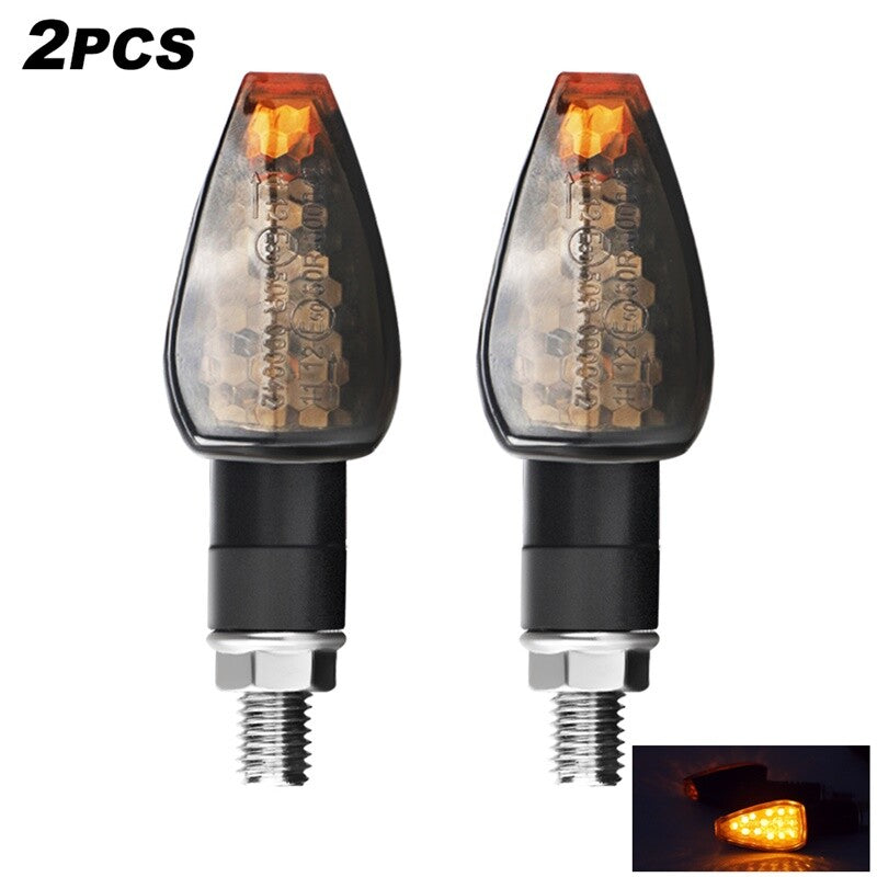 2x LED Motorcycle Rear Turn Signals Indicator Blinker Light Amber Universal 10mm