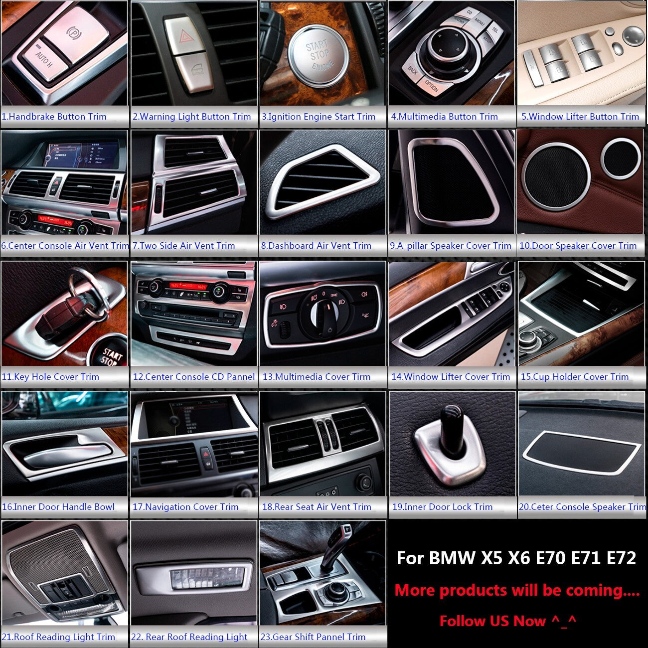 2Pcs Stainless for BMW X5 E70 Car Dashboard A Pillar Speaker Stereo Cover Trims
