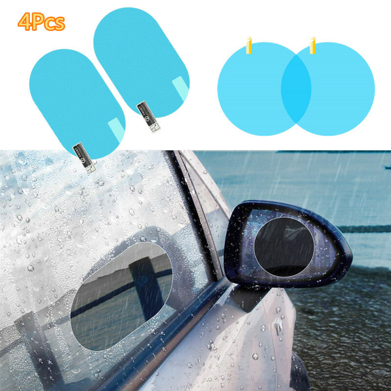 4Pcs Car Mirror Window Rainproof Guard Rear View Clear Sticker Waterproof Film