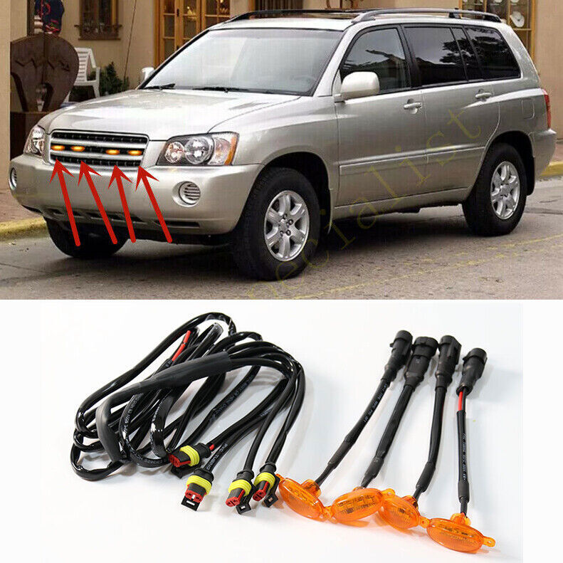 for Toyota Highlander 01-07 yellow Style Front Grill LED Marker Light Kit