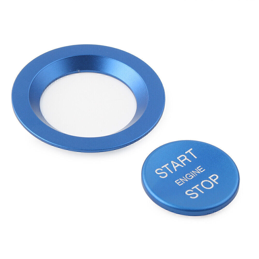 Blue Keyless Engine Push Start Button w/ Ring for Land Rover for Jaguar Ignition