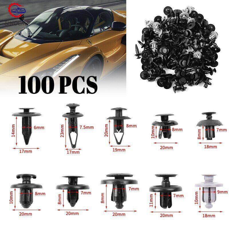 100pcs Car Bumper Fender Trunk Screw Rivets Set For Auto Plastic Fastener Clips