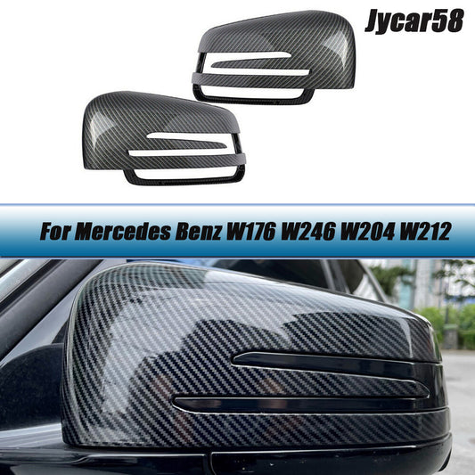 Rearview Side Mirror Cover Caps for Benz W176 W246 W204 W212 Carbon Fiber Look