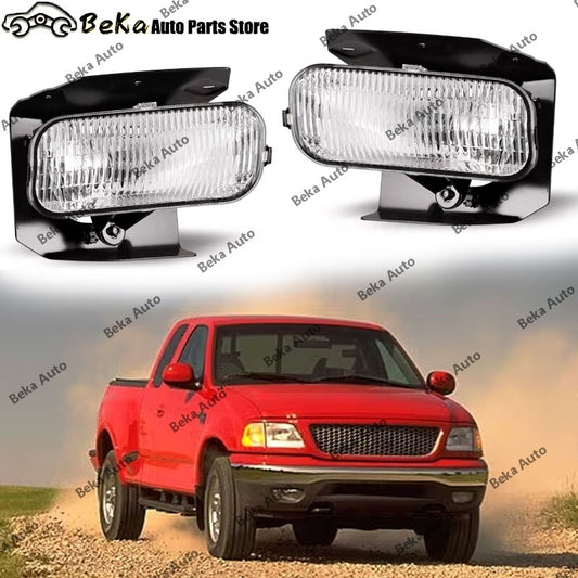 A pair of transparent lens fog lights and front drive lights for Ford F-150 1999-2004.
