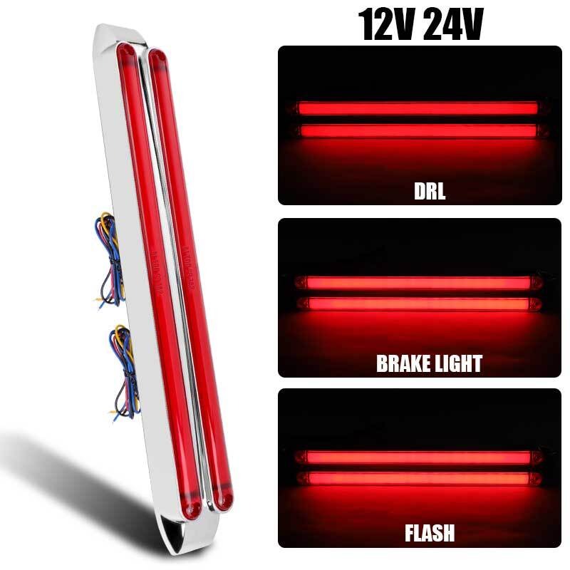 1X LED Chrome Red Strip Truck Trailer RV Rear Stop Turn Tail Brake Light Bar DRL