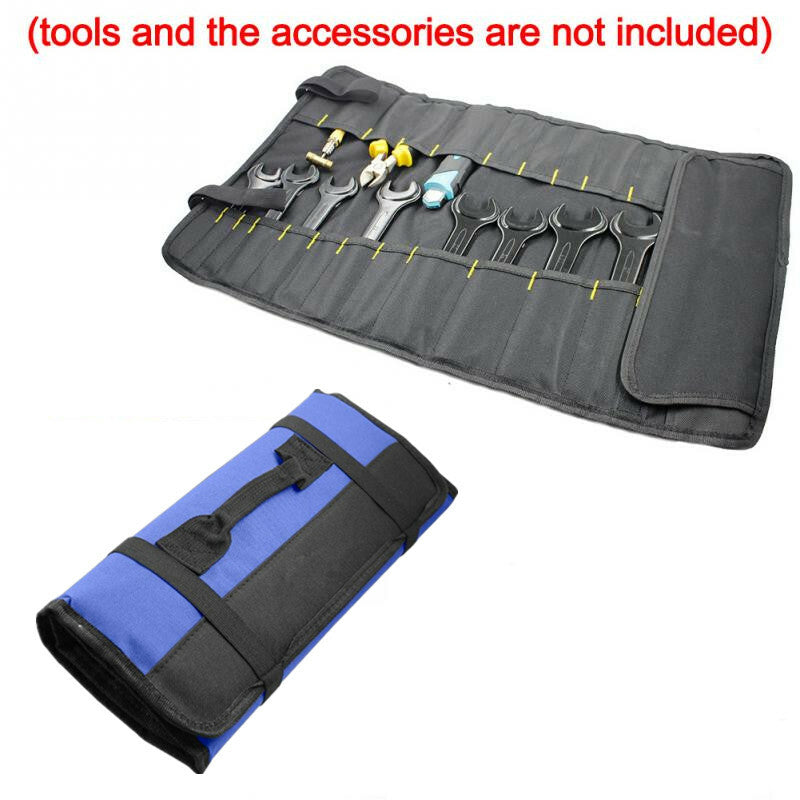 Car Blue Folding Wrench Bag Tool Roll Storage Pocket Pouch Case Organizer Holder