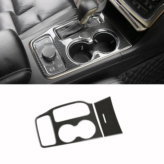 Carbon Fiber Water Cup Holder Panel Cover Trim for Jeep Grand Cherokee 2016-2020