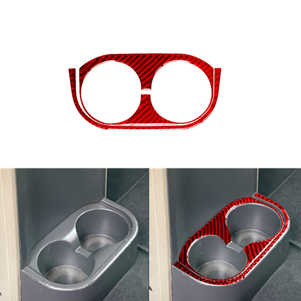 2X Red Carbon Fiber Rear Center CupHolder Cover Trim for Jeep for Wrangler 2007-2010