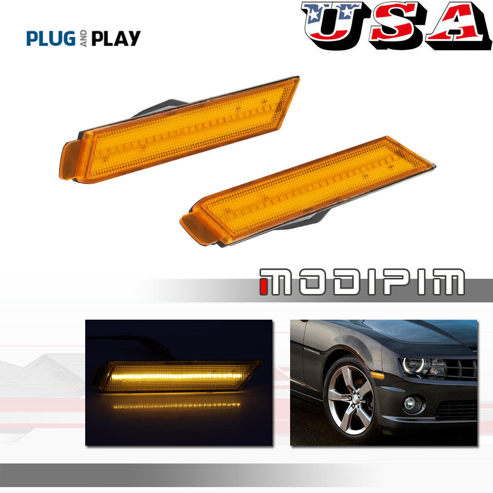 2-pack Amber LED Front Corner Parking Marker Lights for 2010-2015 for Chevrolet Camaro
