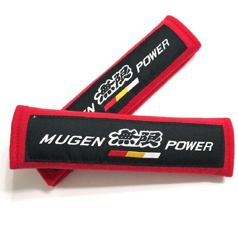 Blue carbon Mugen seatbelt cover and shoulder strap pad for Honda for Acura