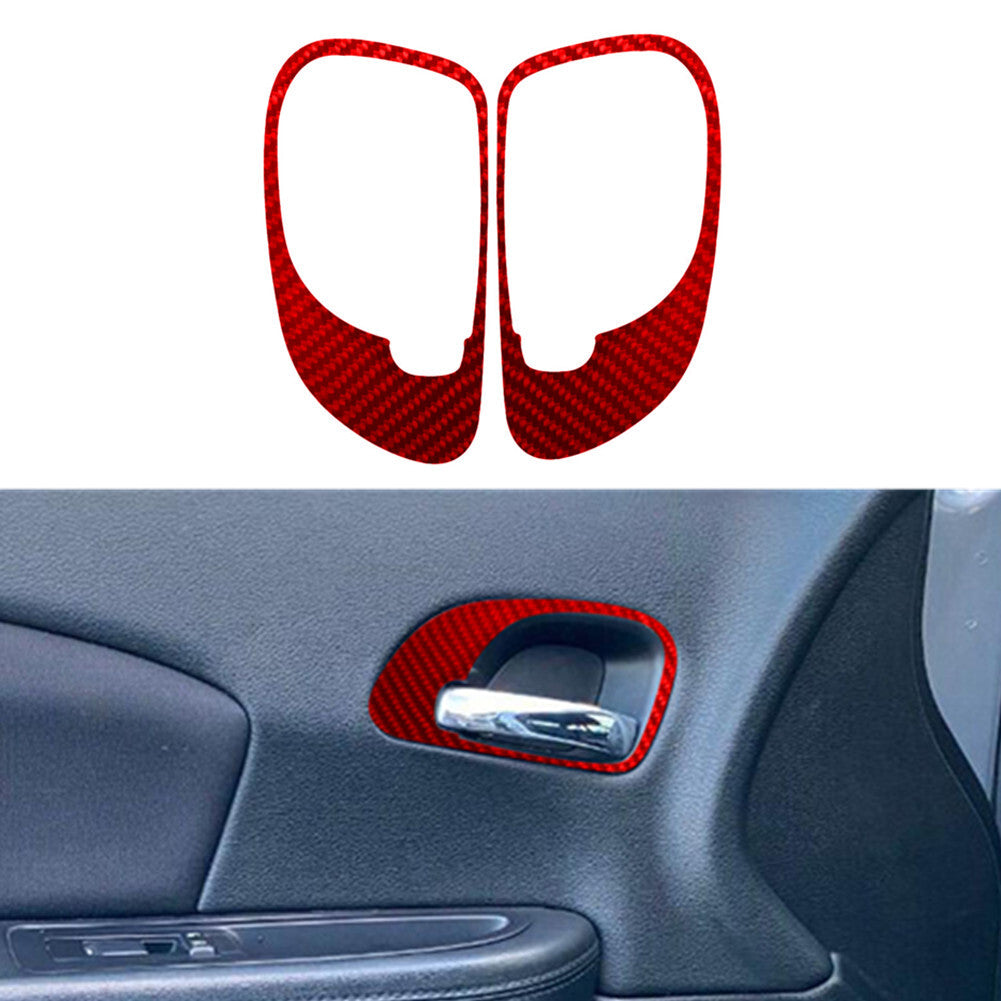 2X Red Carbon Fiber Front Door Handle Frame Cover Trim for Chrysler 200 2011-14