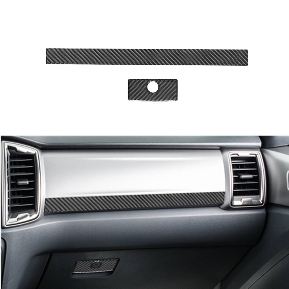 2Pcs Carbon Fiber Passenger Dashboard Cover Trim for Ford Ranger 2019-2022