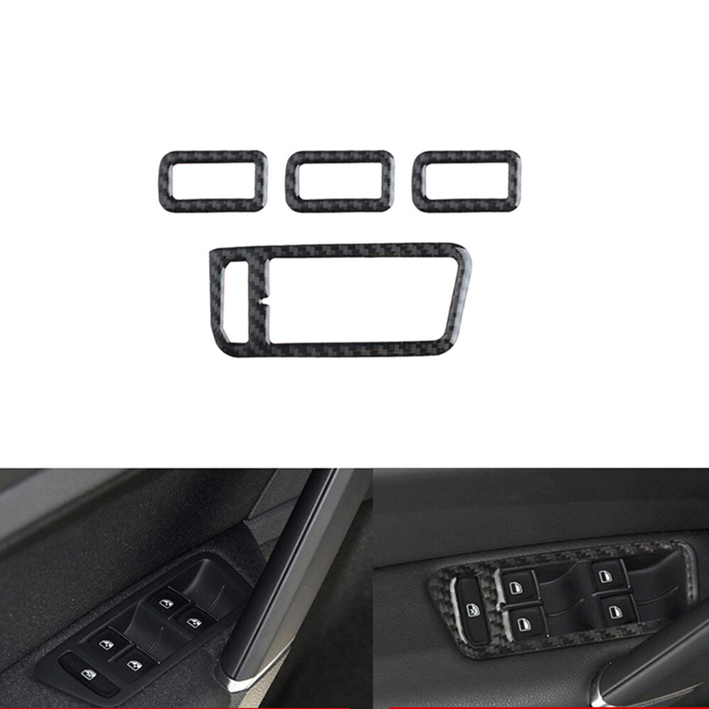 Carbon Fiber Window Control Switch Frame Cover Trim for VW for Golf MK7 2013-2019