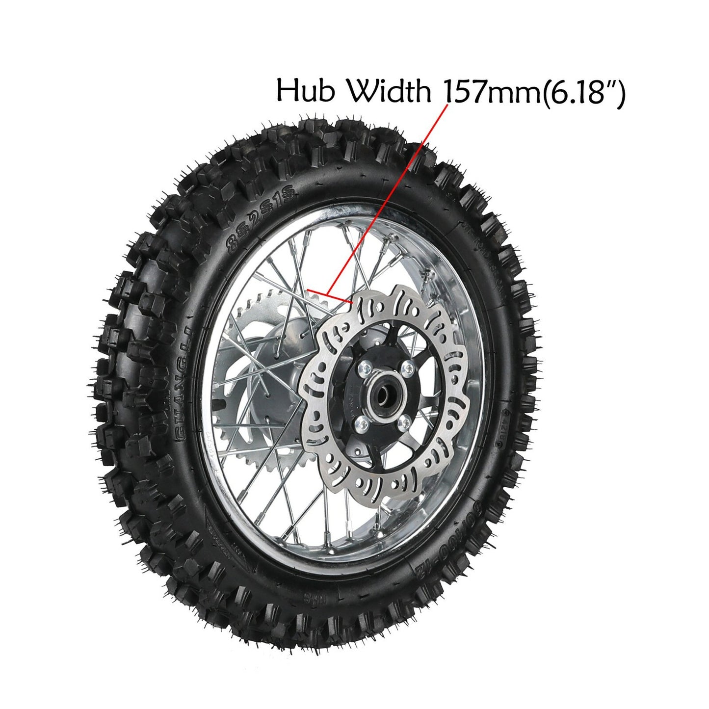 3.00-12 80/100-12 Rear Tire Rim Assembly Pit Bike 12-inch Wheel Kit Cooler SSR 125