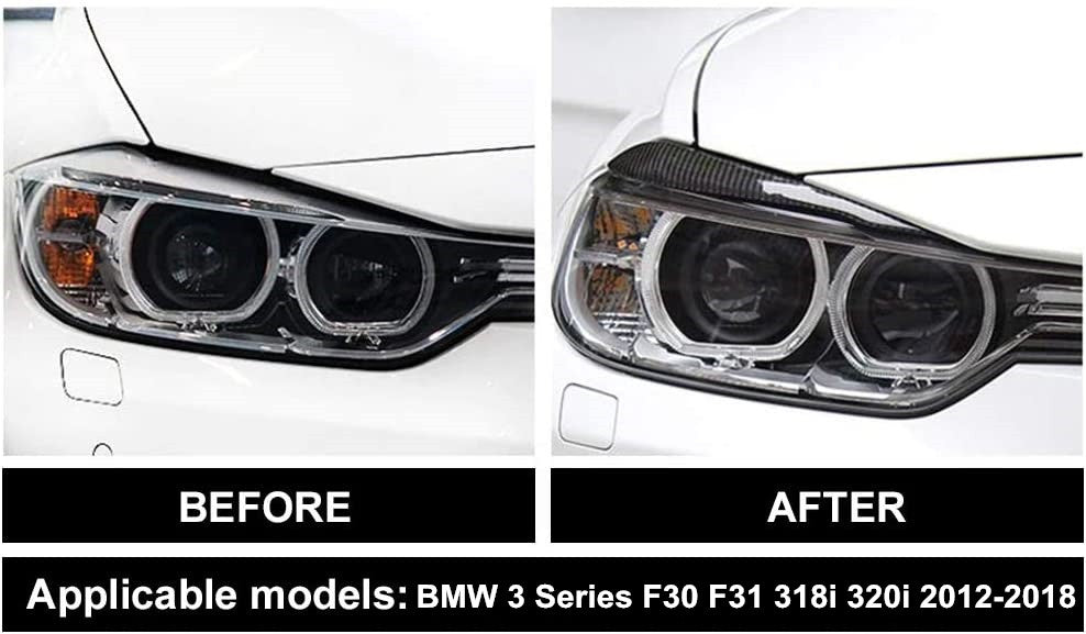 for BMW 3 Series F30 2012-18 Carbon Fiber Headlight Eyebrow Eyelid Cover Trim
