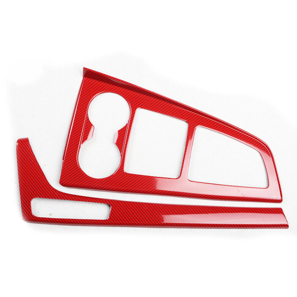 Console Gear Shift Frame Cover Trim Fit for Audi A5 2017-2019 Red Carbon Fiber