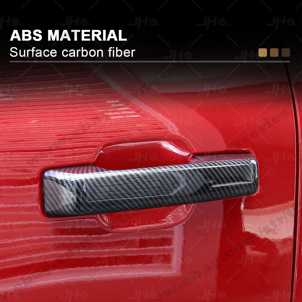 ABS Carbon Fiber Side Exterior Door Handles Trims Cover for Ford F150 2021-2022