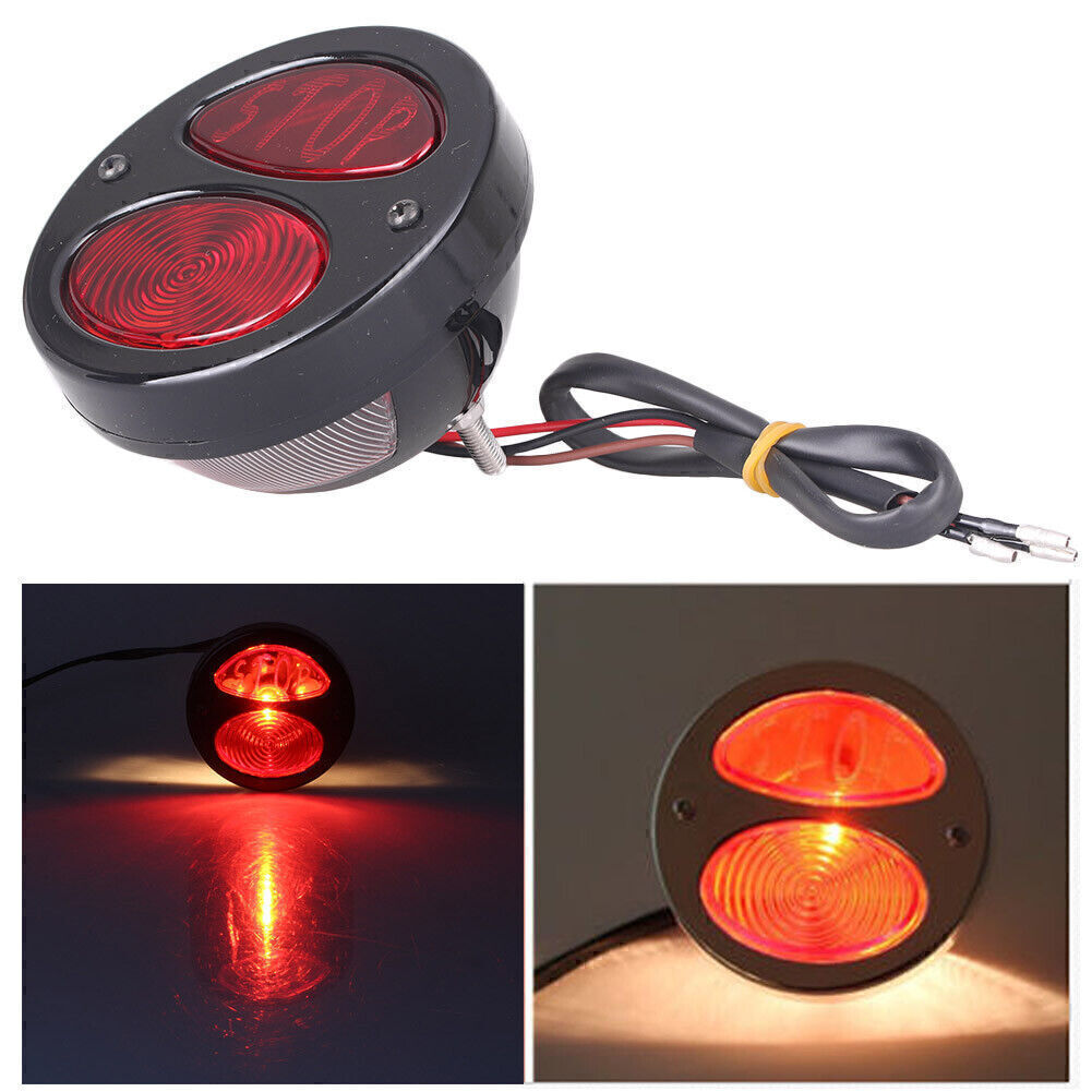 Fit for Harley Chrome Black Model A Retro LED Brake Stop Taillight Duolamp Lamp