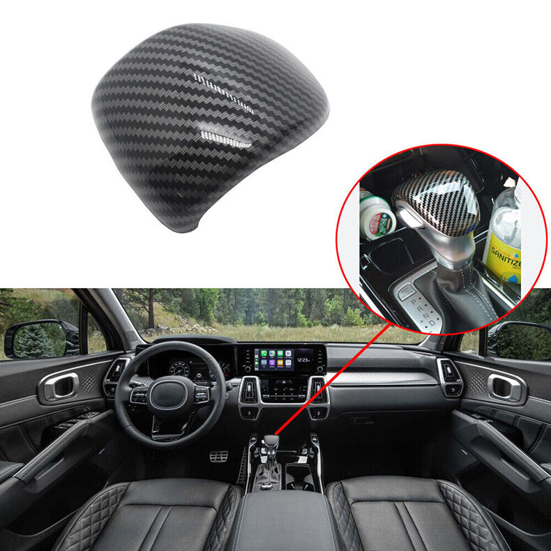 for Kia Sorento 2021-2023 Carbon Fiber Inner Car Gear Shift Knob Cover Head Trim